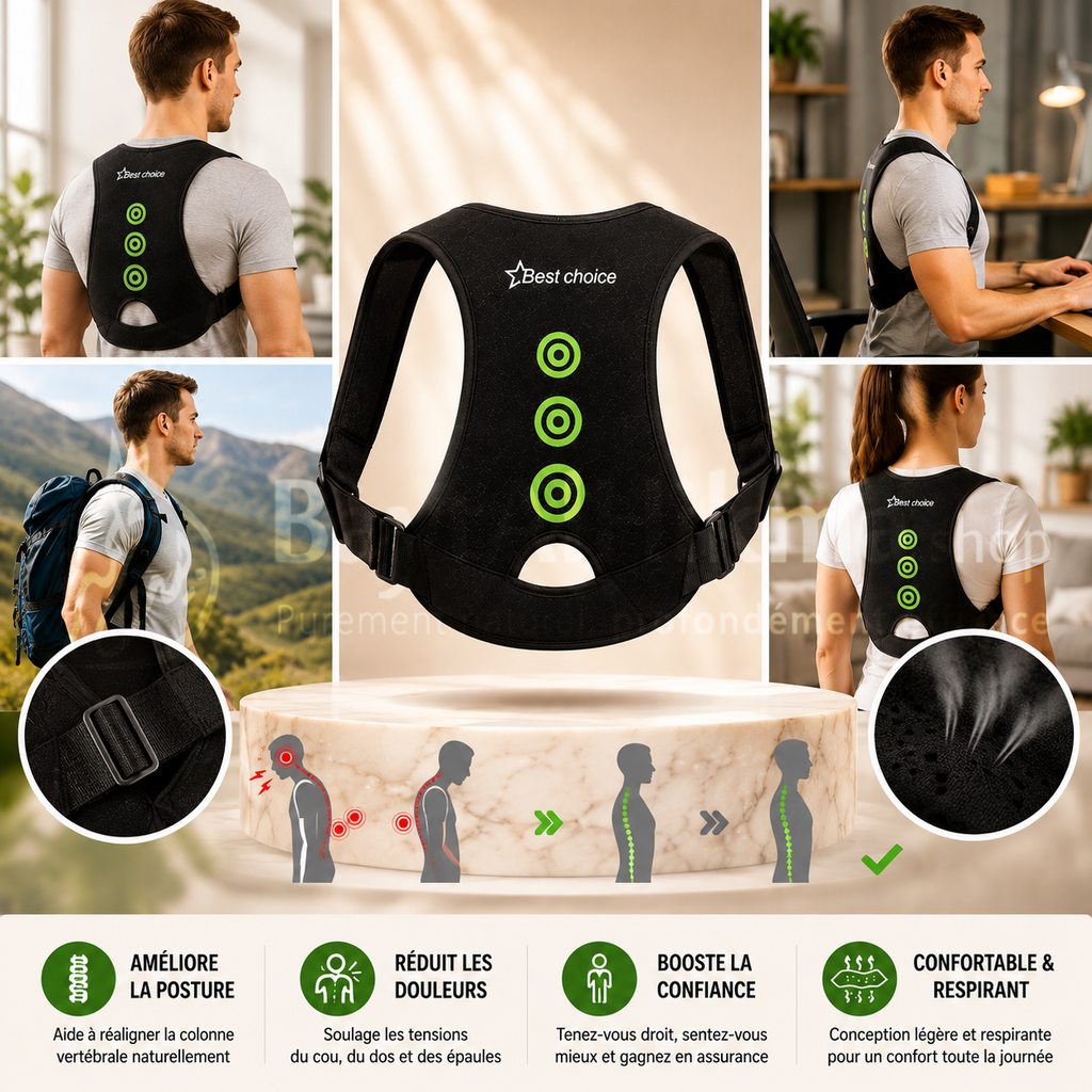 Correcteur de Posture "Arrow Posture" aux Fibres de Chanvre - Best Choice - مصحح القوام "آرو بوستشر" (Arrow Posture) بألياف القنب - Best Choice