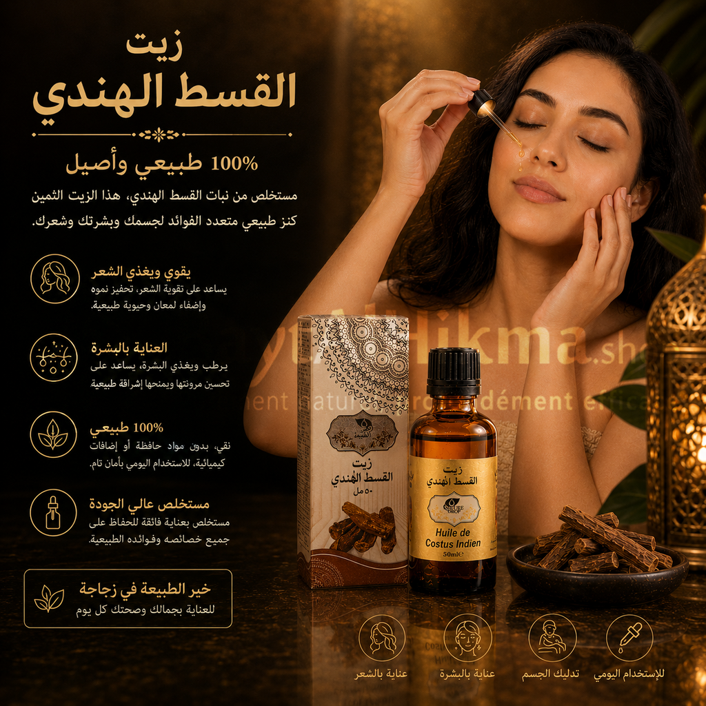 Huile de Costus Indien – 50 ml Pureté naturelle & bien-être ancestral-زيت القسط الهندي نقاء طبيعي وفوائد تقليدية