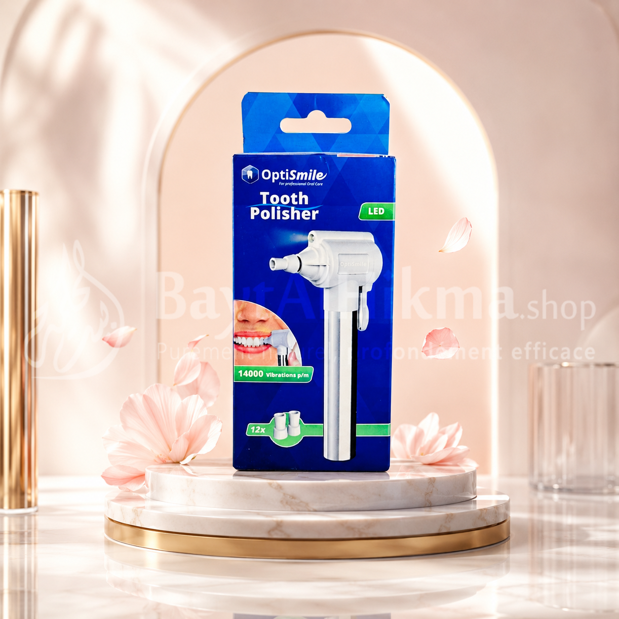 Polisseur Dentaire OptiSmile avec LED - Élimination des Taches et Plaque (14 000 vibrations) -  ملمع الأسنان أوبتي سمايل (OptiSmile) مع إضاءة LED - لإزالة التصبغات والجير (14000 اهتزازة)