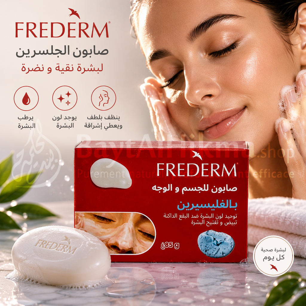 Savon Éclaircissant à la Glycérine FREDERM — Visage & Corps (85g) - صابون فريديرم بالغليسيرين لتفتيح وتوحيد لون البشرة — للوجه والجسم (85 غ)