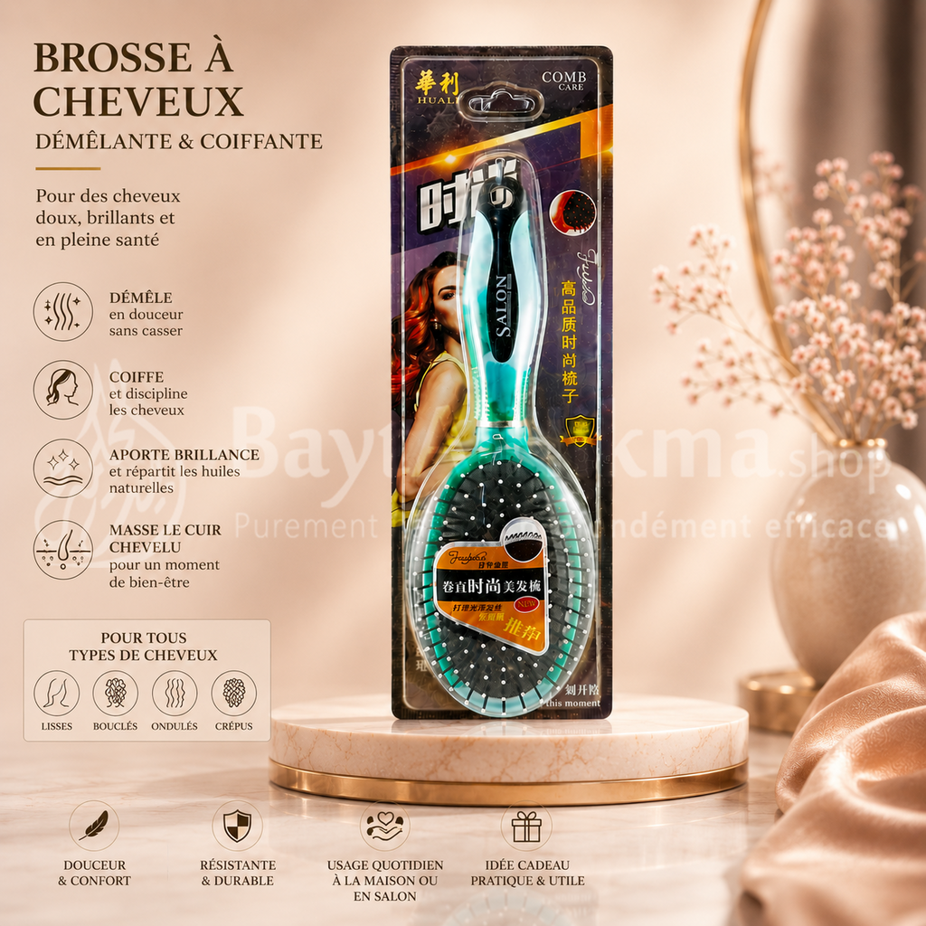 Brosse à Cheveux Démêlante Professionnelle - Qualité Salon (Huali) - فرشاة شعر احترافية لفك التشابك - جودة الصالونات