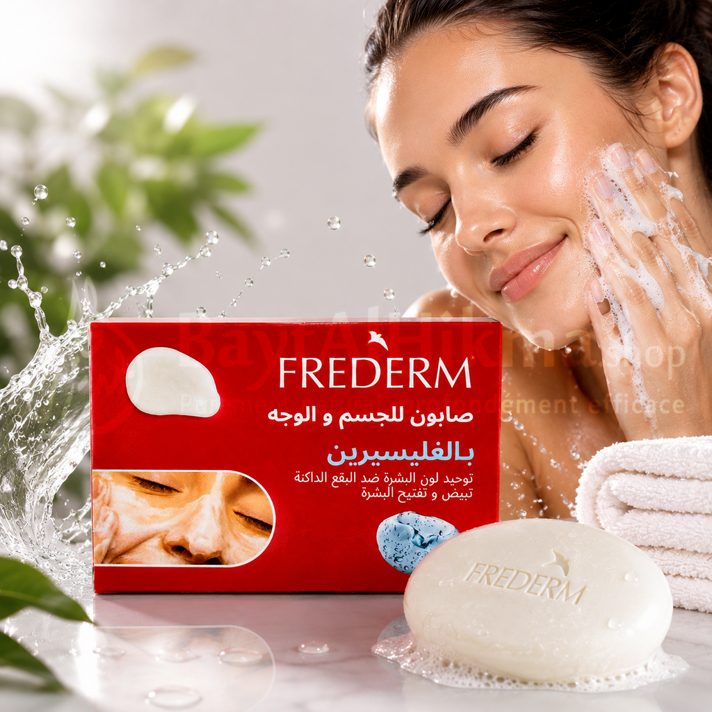 Savon Éclaircissant à la Glycérine FREDERM — Visage & Corps (85g) - صابون فريديرم بالغليسيرين لتفتيح وتوحيد لون البشرة — للوجه والجسم (85 غ)