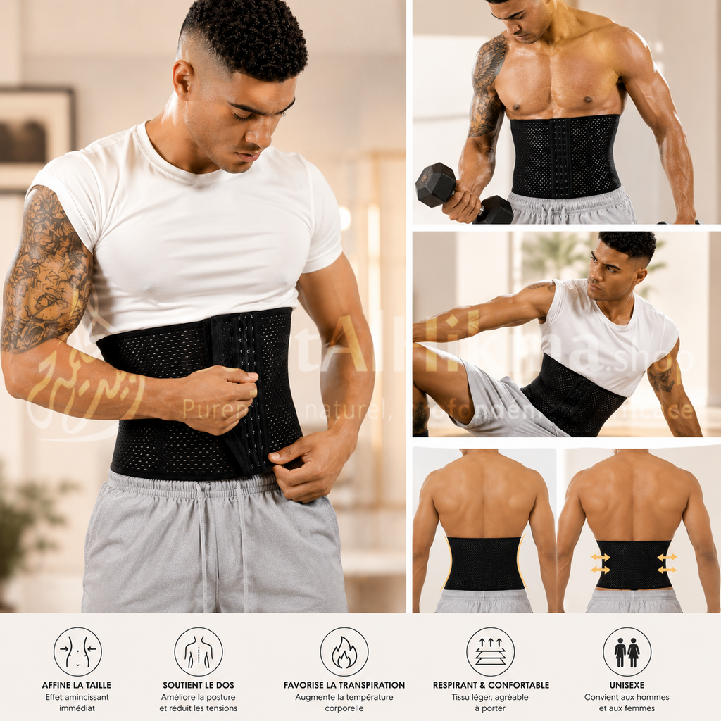 Ceinture Abdominale Minceur Unisexe - Gaine Sculptante et Ajustable - حزام شد البطن والتخسيس للجنسين - مشد خصر قابل للتعديل