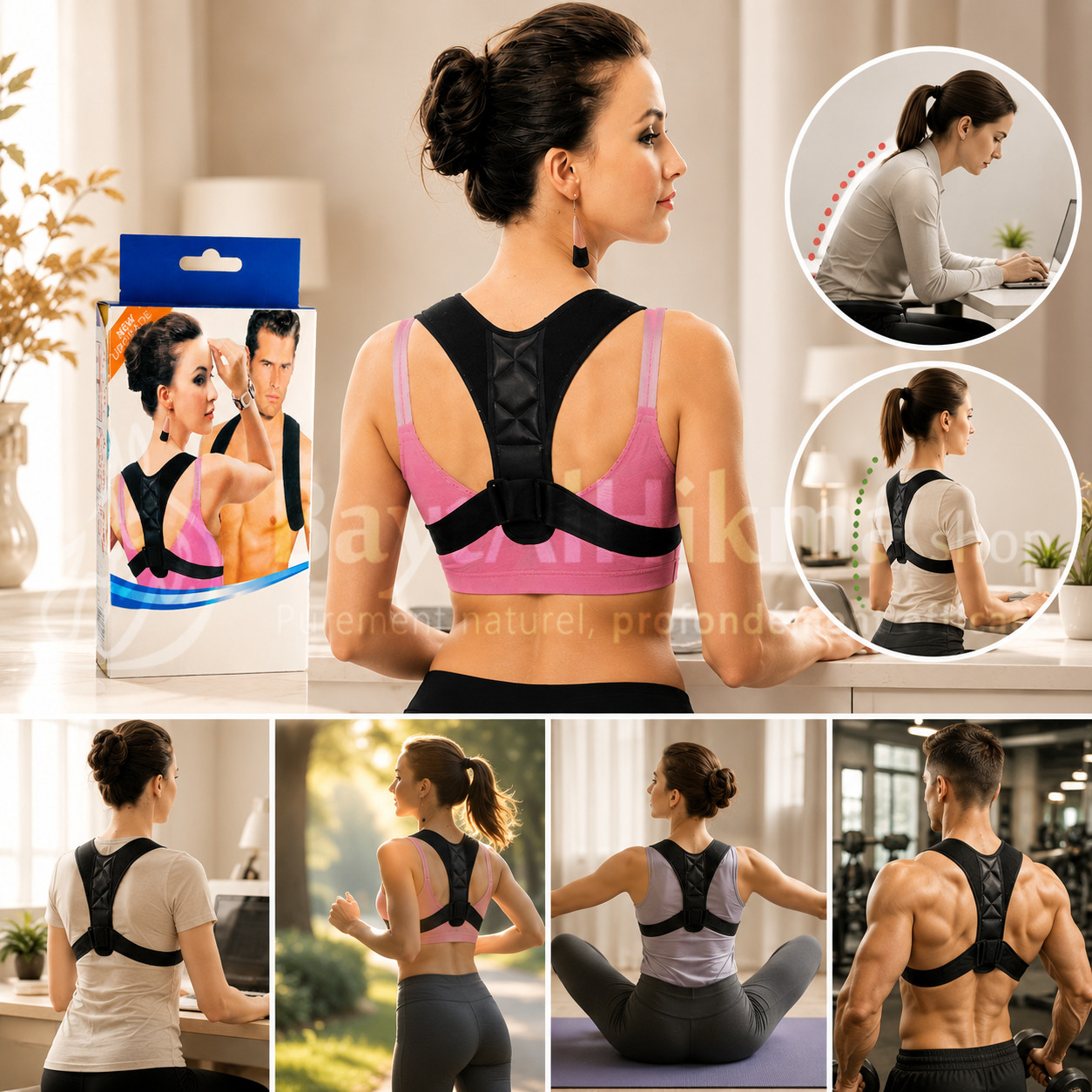 Correcteur de Posture Énergisant NUOYI MIAO (Modèle NY-15) — Alignement du Dos & Soulagement des Douleurs - مصحح وداعم القوام النشط NUOYI MIAO (موديل NY-15) — لمحاذاة العمود الفقري وتخفيف آلام الظهر