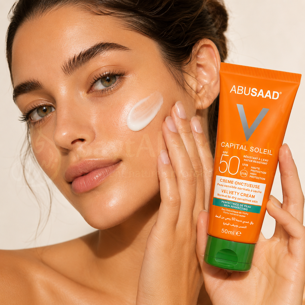 Écran Solaire ABUSAAD Capital Soleil - Crème Onctueuse SPF 50 (50ml) - واقي الشمس أبو سعد كابيتال سولاي - كريم مخملي بعامل حماية 50 (50 مل)