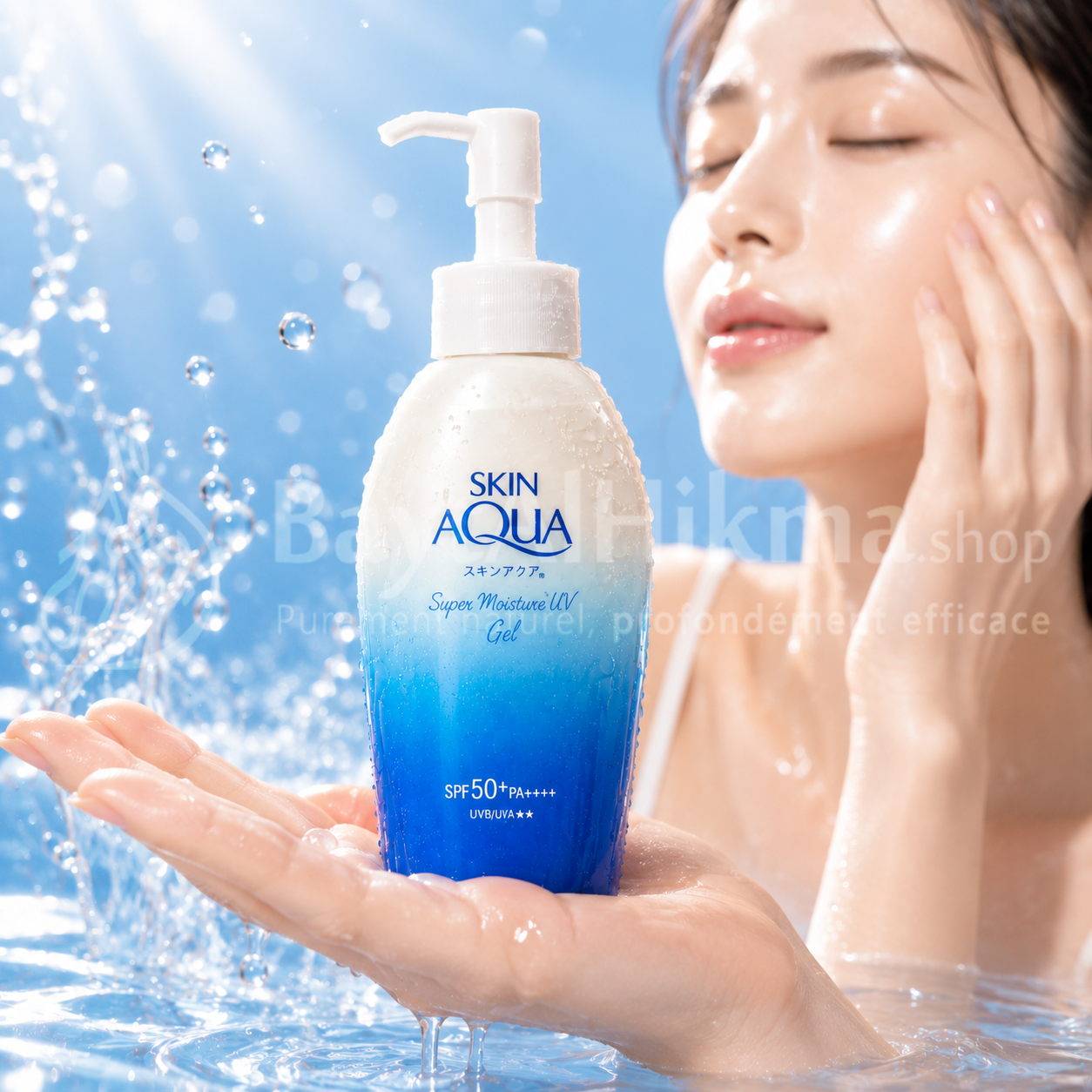 Skin Aqua Super Moisture UV Gel - Écran Solaire Hydratant SPF 50+ PA++++ (Flacon Pompe) - جل واقي الشمس  المرطب سكين أكوا