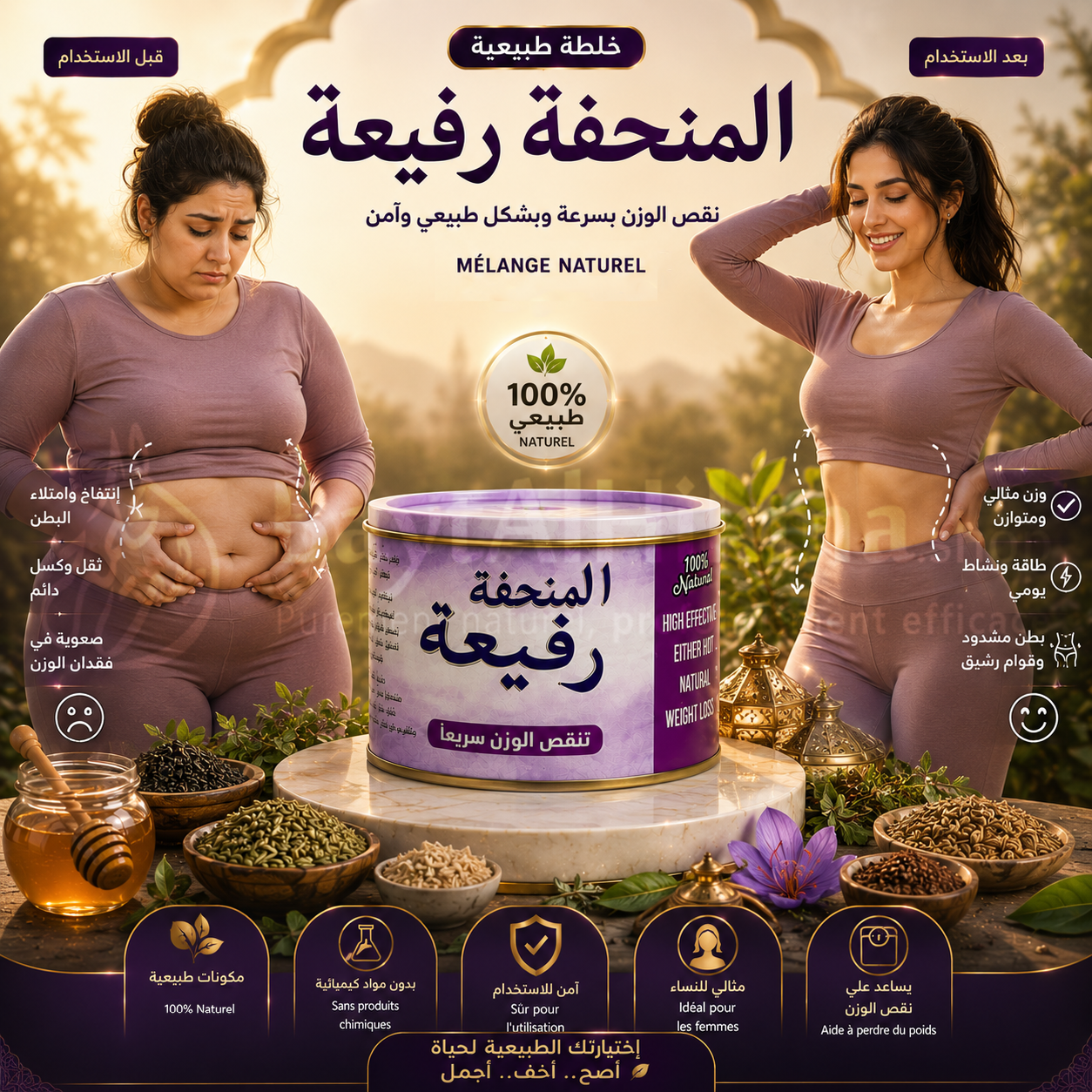 Poudre Minceur "Rafia" - Perte de Poids Rapide (100% Naturel) - المنحفة رفيعة - لإنقاص الوزن سريعاً (طبيعي 100%)