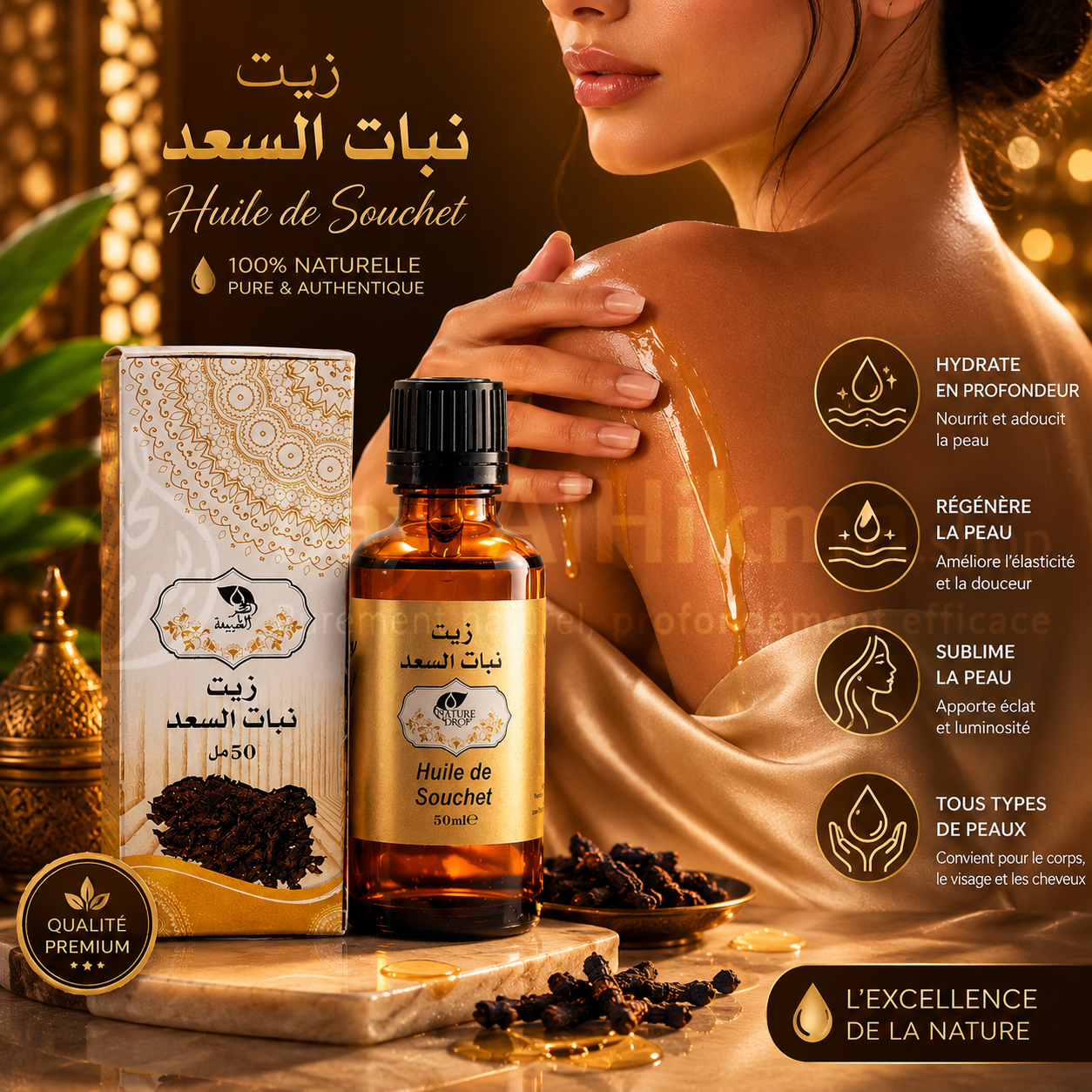 Huile de Souchet - Nature Drop (50ml) - زيت نبات السعد - قطر الطبيعة (50 مل)