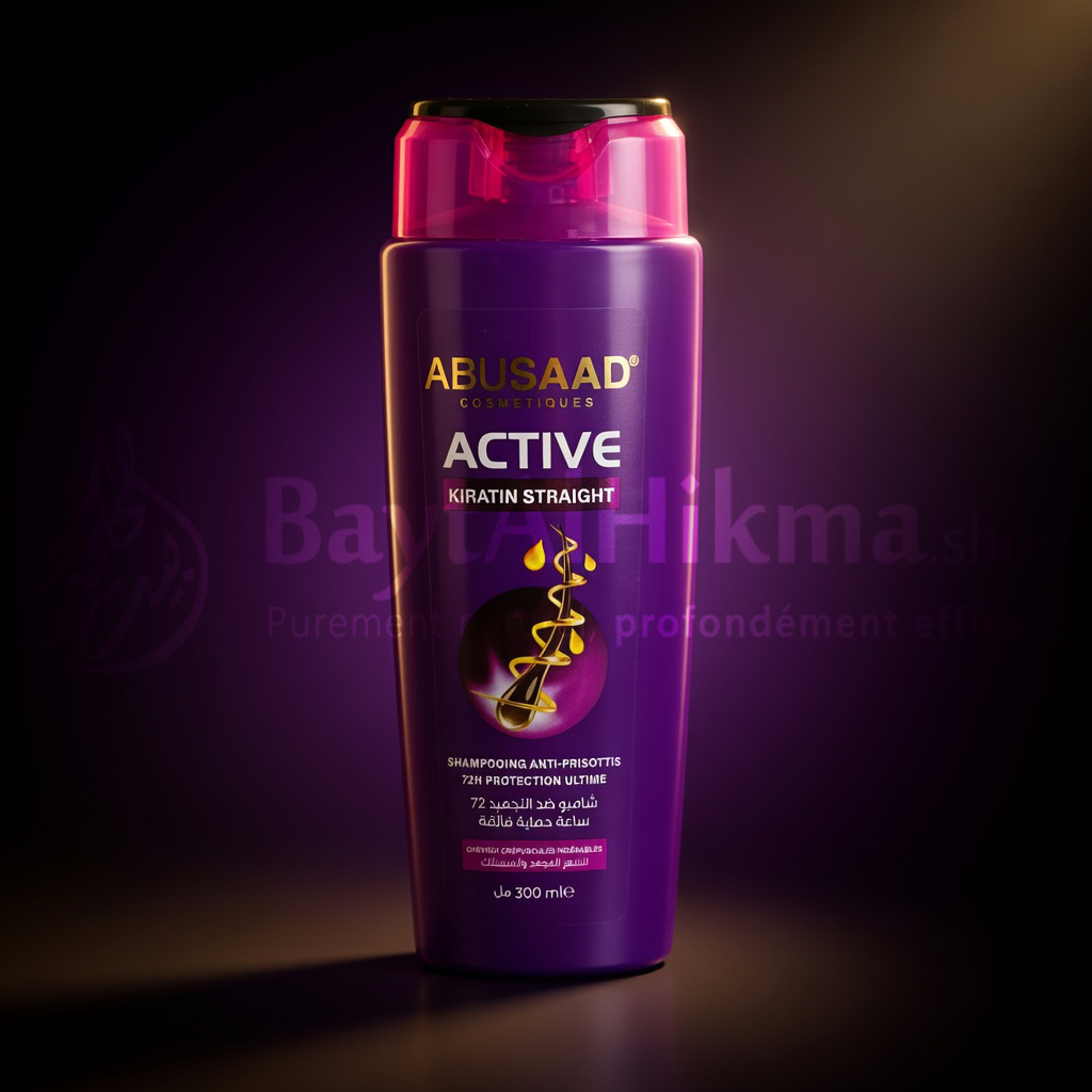 Abusaad Active Kiratin Straight - Shampooing Anti-Frisottis 72H - 300ml - شامبو أبو سعد أكتيف كيراتين ستريت - مضاد للتجعد حماية 72 ساعة