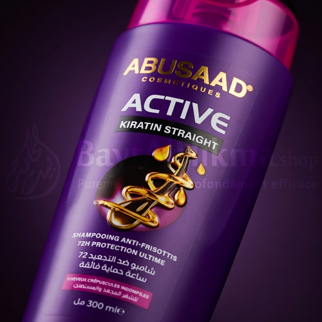 Abusaad Active Kiratin Straight - Shampooing Anti-Frisottis 72H - 300ml - شامبو أبو سعد أكتيف كيراتين ستريت - مضاد للتجعد حماية 72 ساعة
