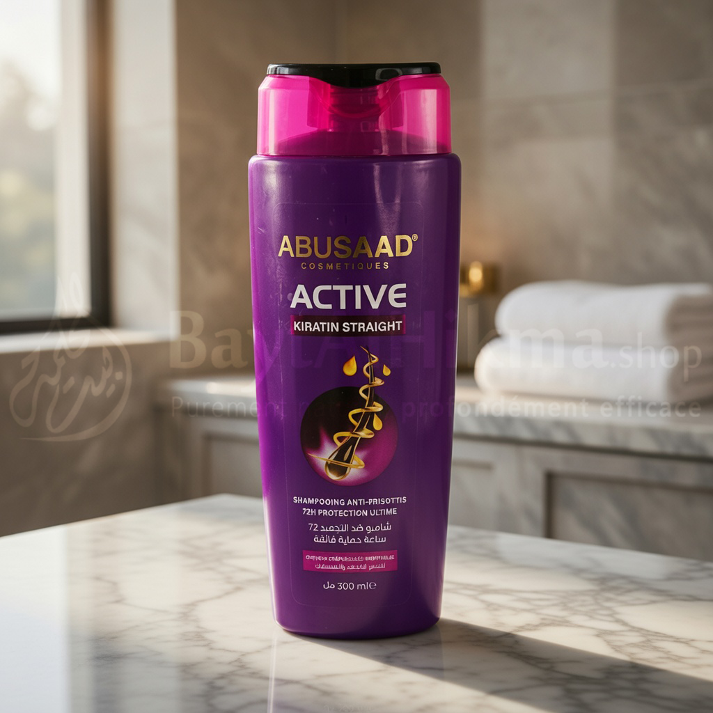 Abusaad Active Kiratin Straight - Shampooing Anti-Frisottis 72H - 300ml - شامبو أبو سعد أكتيف كيراتين ستريت - مضاد للتجعد حماية 72 ساعة