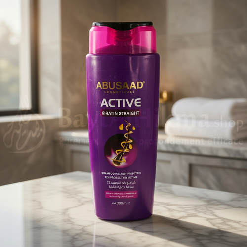 Abusaad Active Kiratin Straight - Shampooing Anti-Frisottis 72H - 300ml - شامبو أبو سعد أكتيف كيراتين ستريت - مضاد للتجعد حماية 72 ساعة