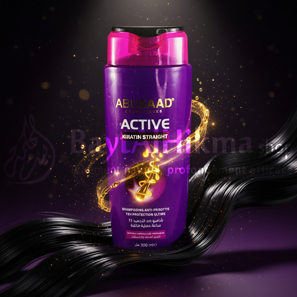 Abusaad Active Kiratin Straight - Shampooing Anti-Frisottis 72H - 300ml - شامبو أبو سعد أكتيف كيراتين ستريت - مضاد للتجعد حماية 72 ساعة