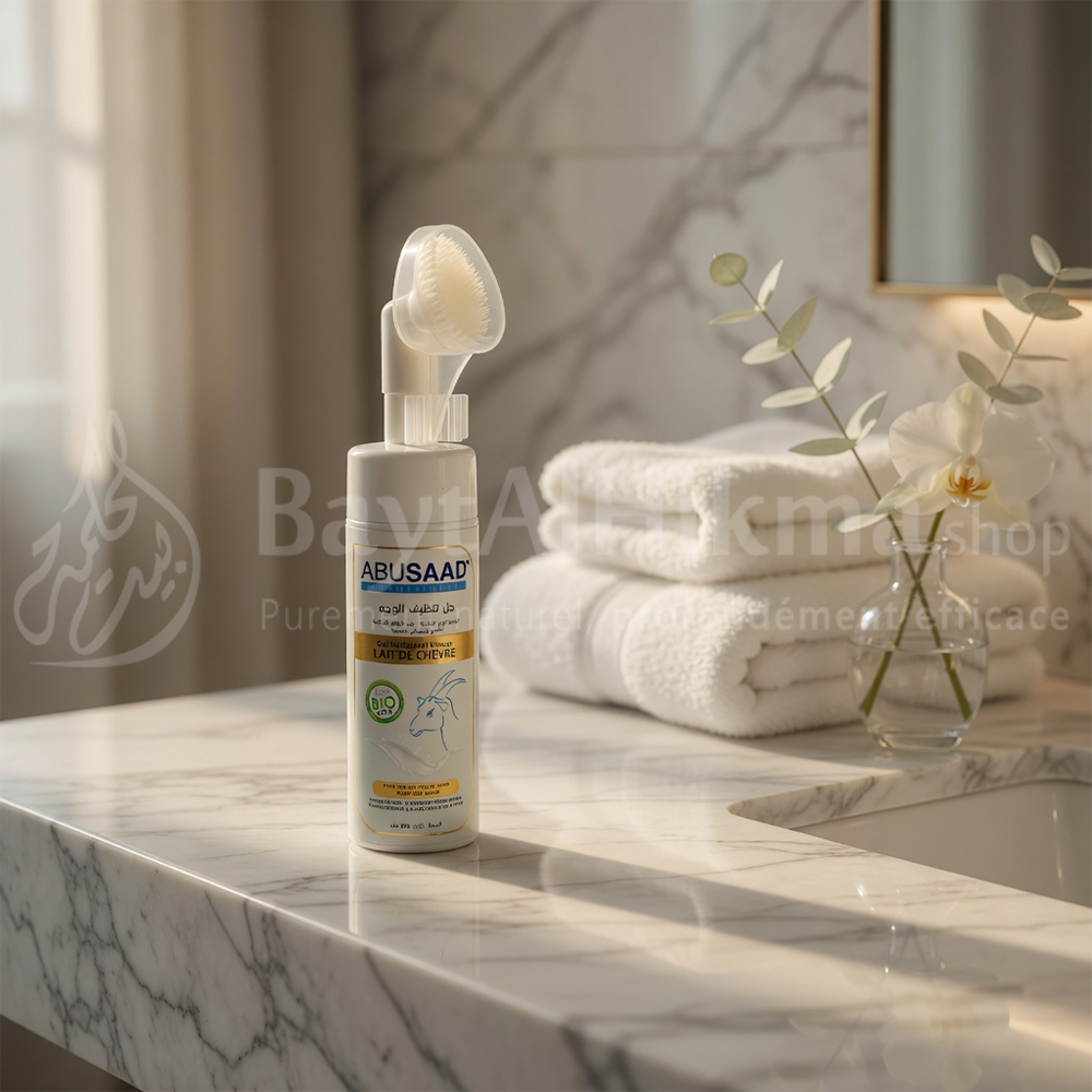 Gel Nettoyant Visage ABUSAAD au Lait de Chèvre – Éclaircissant & Anti-Taches – 180ml - جل منظف للوجه أبوسعد بحليب الماعز – لتفتيح البشرة وإزالة البقع