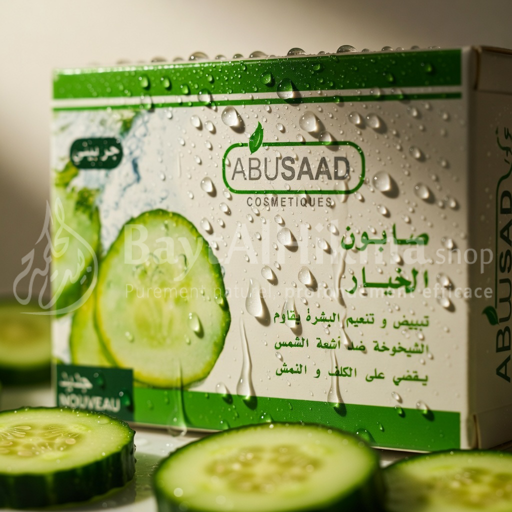 Savon au Concombre Naturel ABUSAAD – Éclaircissant, Anti-Taches & Anti-Âge - صابون الخيار الطبيعي من أبوسعد – تبييض، تفتيح ومقاوم للتجاعيد