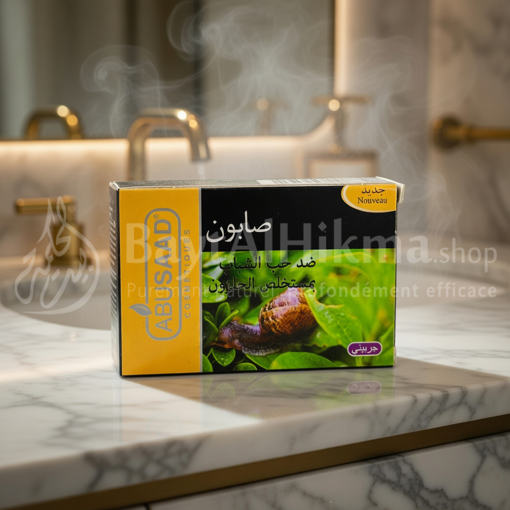 Abusaad - Savon à l’Extrait de Bave d’Escargot - Anti-Acné & Réparateur (100g) - صابون أبو سعد بمستخلص الحلزون - مضاد لحب الشباب ومجدد للبشرة