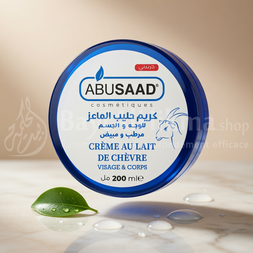 ABUSAAD - Crème au Lait de Chèvre Visage & Corps (200ml) – Hydratante & Éclaircissante - أبوسعد - كريم حليب الماعز للوجه والجسم - مرطب ومبيض