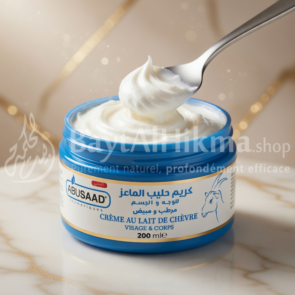 ABUSAAD - Crème au Lait de Chèvre Visage & Corps (200ml) – Hydratante & Éclaircissante - أبوسعد - كريم حليب الماعز للوجه والجسم - مرطب ومبيض