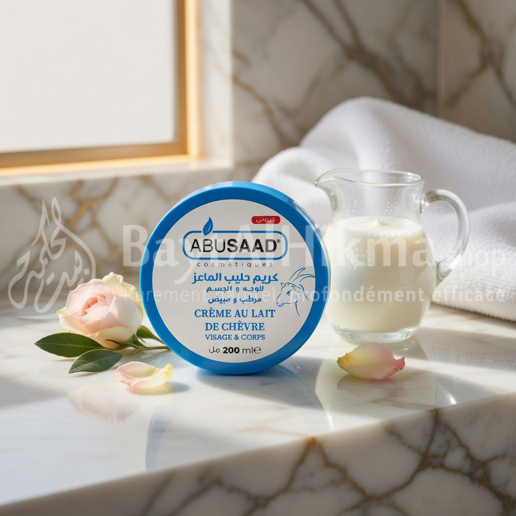 ABUSAAD - Crème au Lait de Chèvre Visage & Corps (200ml) – Hydratante & Éclaircissante - أبوسعد - كريم حليب الماعز للوجه والجسم - مرطب ومبيض