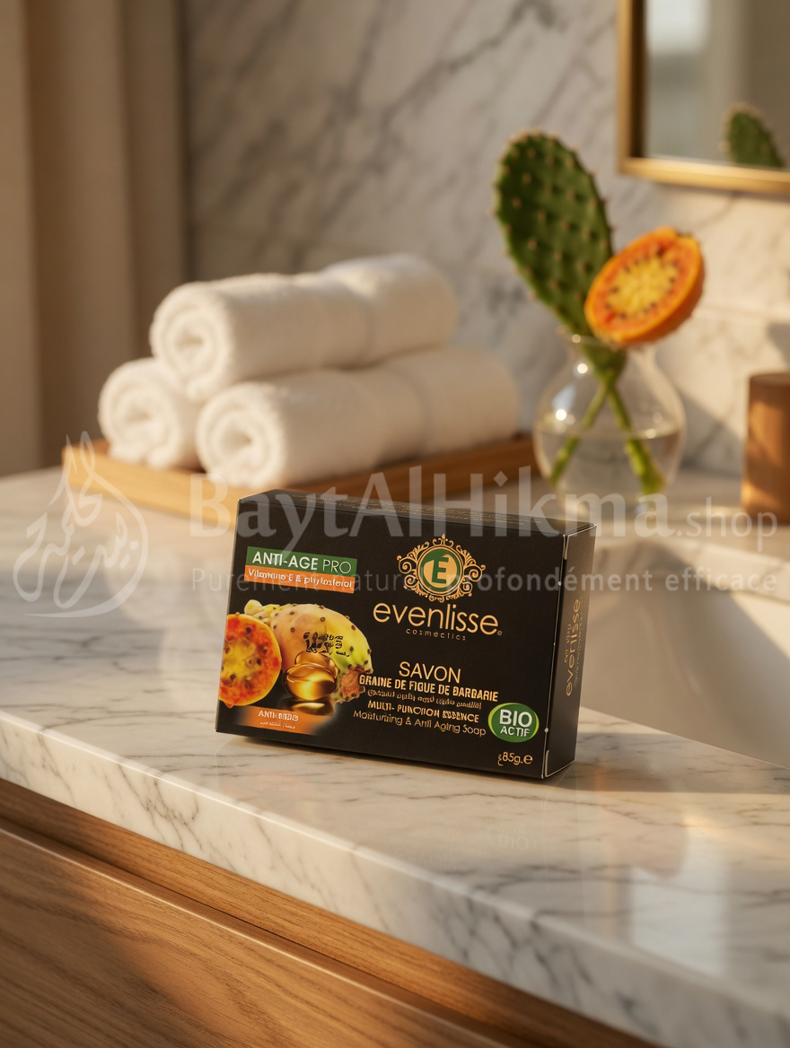 Savon Evenlisse à l'Huile de Pépins de Figue de Barbarie - Anti-Âge Pro & Hydratant (85g) - صابون إفنليس بزيت بذور التين الشوكي - مضاد للتجاعيد ومرطب فائق