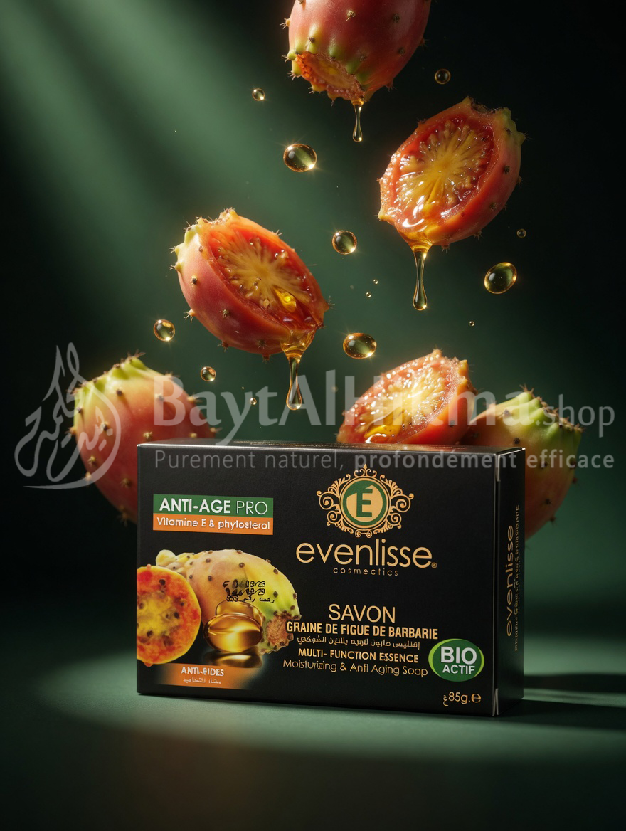 Savon Evenlisse à l'Huile de Pépins de Figue de Barbarie - Anti-Âge Pro & Hydratant (85g) - صابون إفنليس بزيت بذور التين الشوكي - مضاد للتجاعيد ومرطب فائق