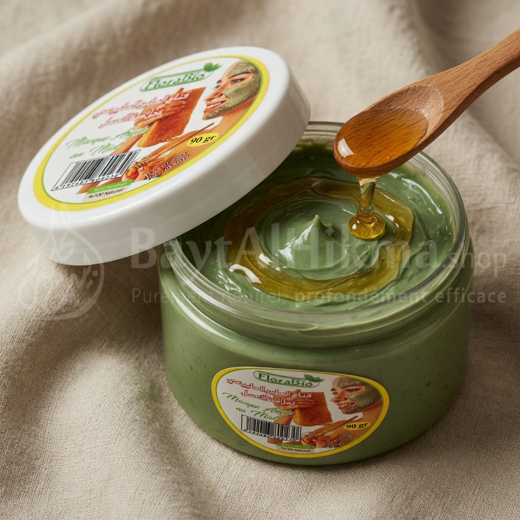 FloraBio - Masque à l'Argile Naturelle au Miel (90g) – Purifiant & Hydratant - قناع الطين الطبيعي بخلاصة العسل (90 غرام) – لتنقية وترطيب البشرة