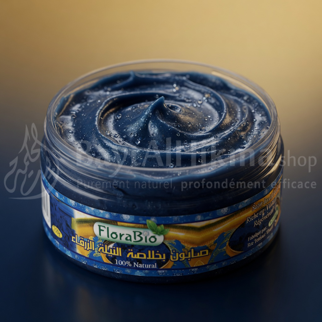 Savon au Nila Bleu FloraBio – Éclaircissant & Hydratant 100% Naturel (250g) - صابون بخلاصة النيلة الزرقاء من فلورا بيو – لتفتيح وترطيب البشرة