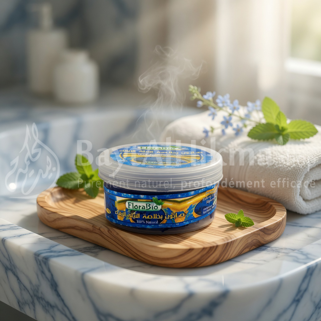 Savon au Nila Bleu FloraBio – Éclaircissant & Hydratant 100% Naturel (250g) - صابون بخلاصة النيلة الزرقاء من فلورا بيو – لتفتيح وترطيب البشرة