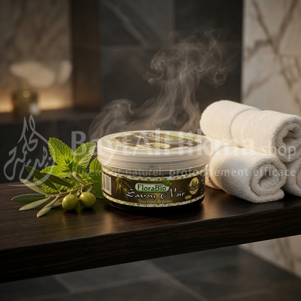 Savon Noir à l’Huile d’Olive – FloraBio (250g) - الصابون الأسود بزيت الزيتون