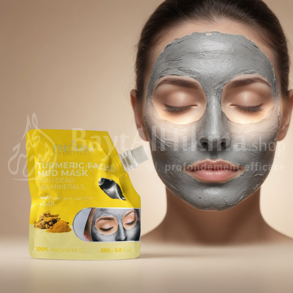 Masque Facial à la Boue au Curcuma et Minéraux de la Mer Morte - FREDERM (250g) - قناع طين الوجه بالكركم ومعادن البحر الميت من فريديرم