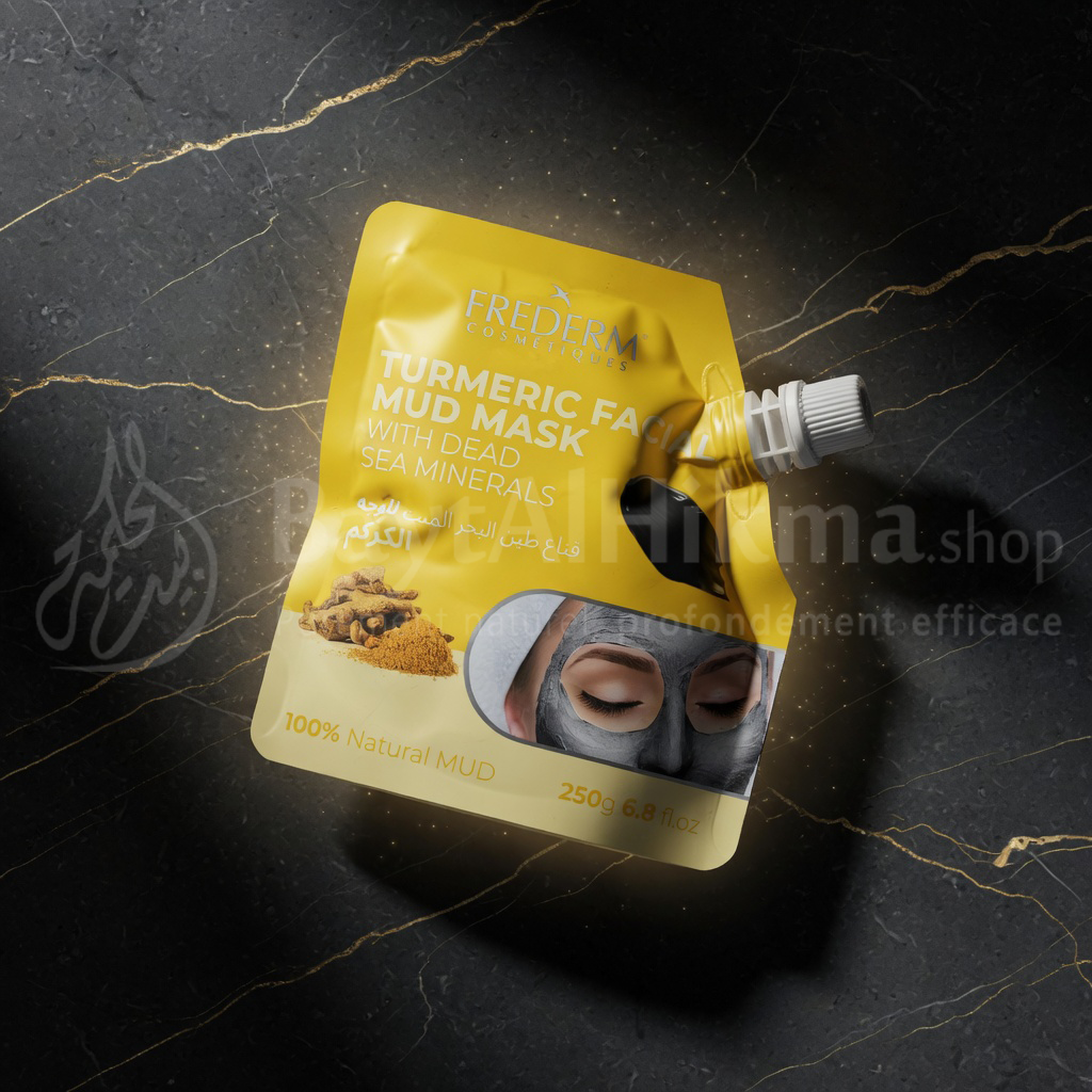 Masque Facial à la Boue au Curcuma et Minéraux de la Mer Morte - FREDERM (250g) - قناع طين الوجه بالكركم ومعادن البحر الميت من فريديرم