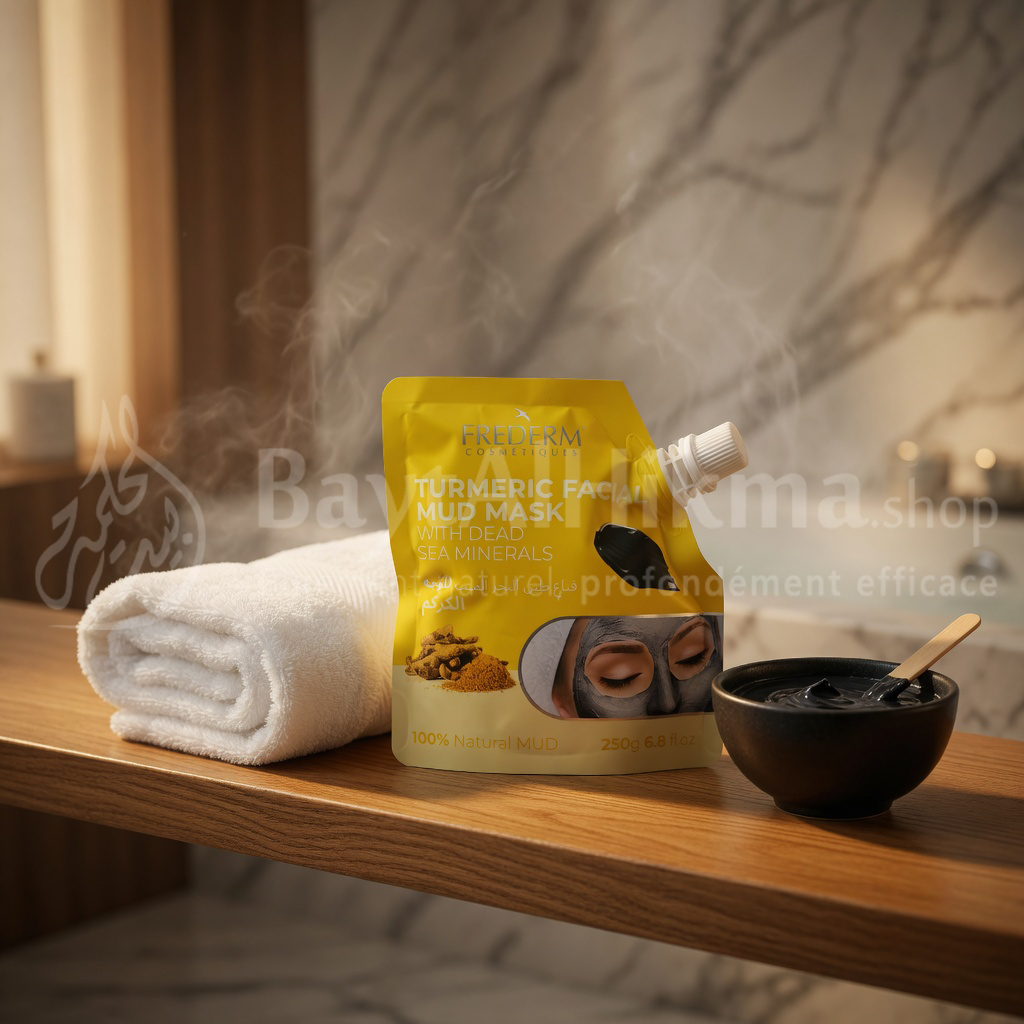 Masque Facial à la Boue au Curcuma et Minéraux de la Mer Morte - FREDERM (250g) - قناع طين الوجه بالكركم ومعادن البحر الميت من فريديرم