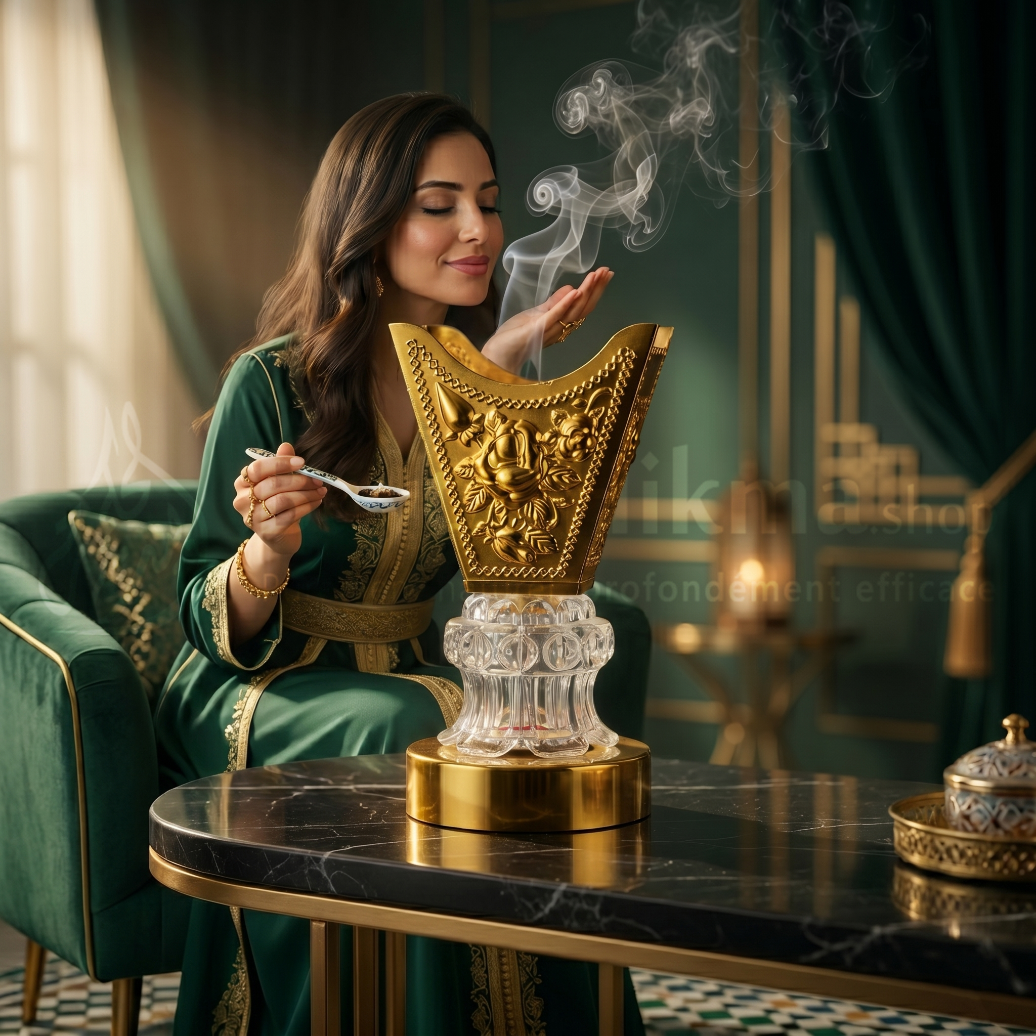 Mabkhra Électrique Dorée – Encensoir Oriental de Luxe sans Charbon - مبخرة كهربائية ذهبية | مبخرة عود وبخور فاخرة بدون فحم