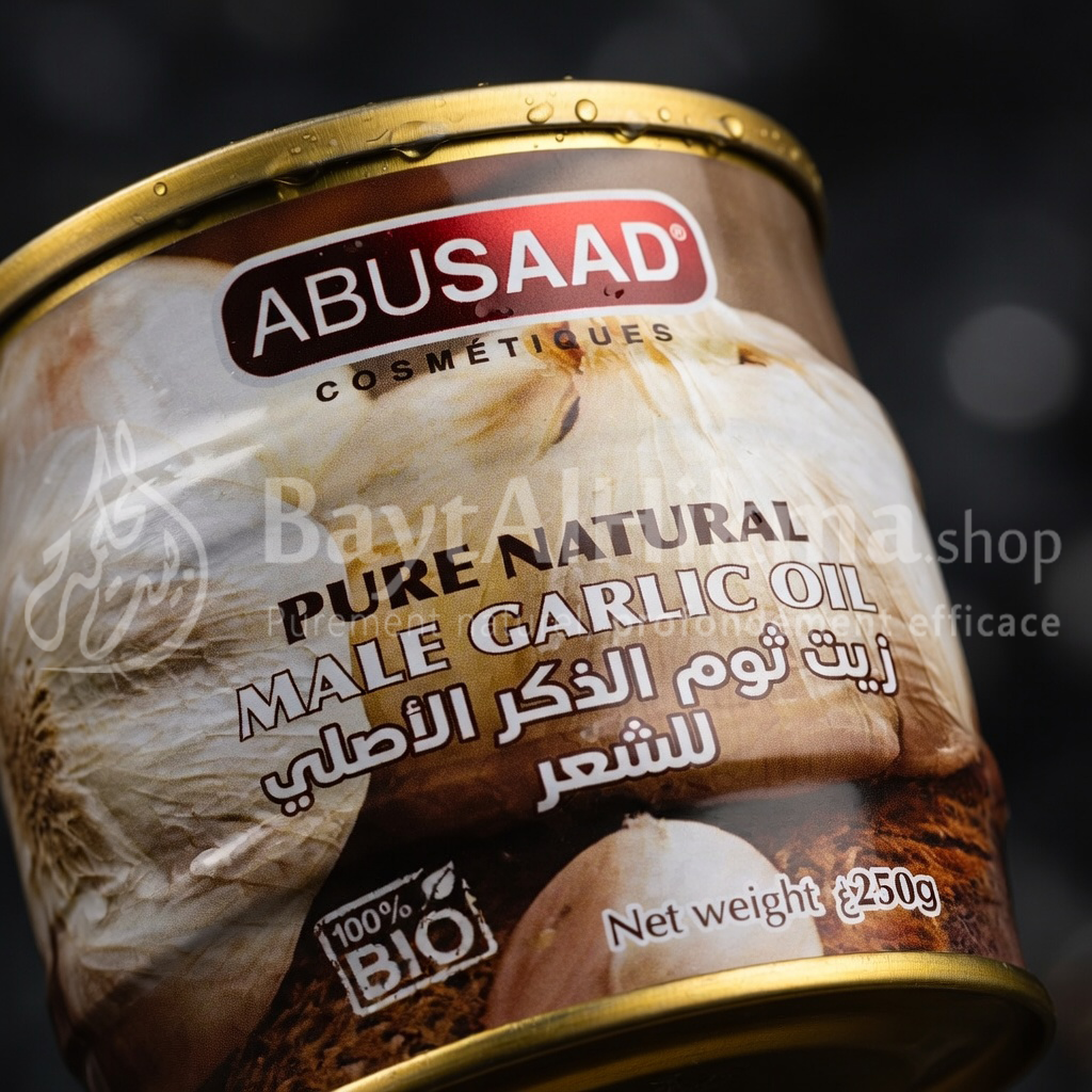 Huile d'Ail Mâle Pure & Naturelle pour Cheveux - 100% Bio (250g) | ABUSAAD - زيت ثوم الذكر الأصلي النقي والطبيعي للشعر - 100% عضوي (250 غرام) | أبو سعد