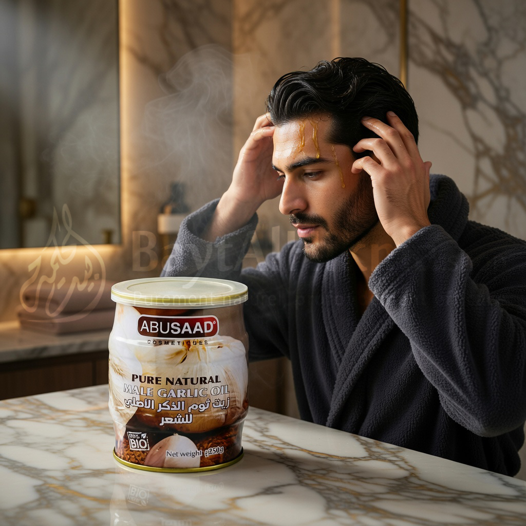 Huile d'Ail Mâle Pure & Naturelle pour Cheveux - 100% Bio (250g) | ABUSAAD - زيت ثوم الذكر الأصلي النقي والطبيعي للشعر - 100% عضوي (250 غرام) | أبو سعد