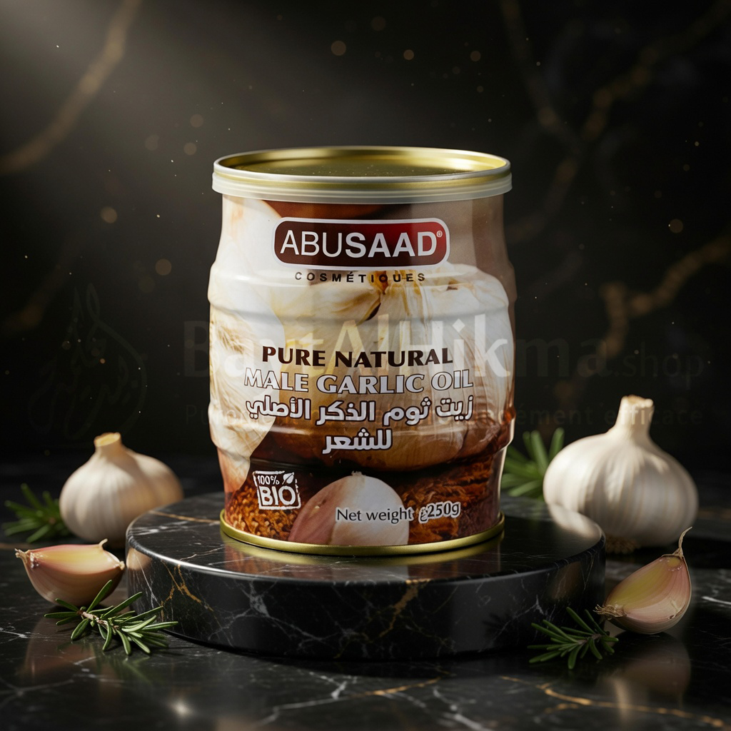Huile d'Ail Mâle Pure & Naturelle pour Cheveux - 100% Bio (250g) | ABUSAAD - زيت ثوم الذكر الأصلي النقي والطبيعي للشعر - 100% عضوي (250 غرام) | أبو سعد