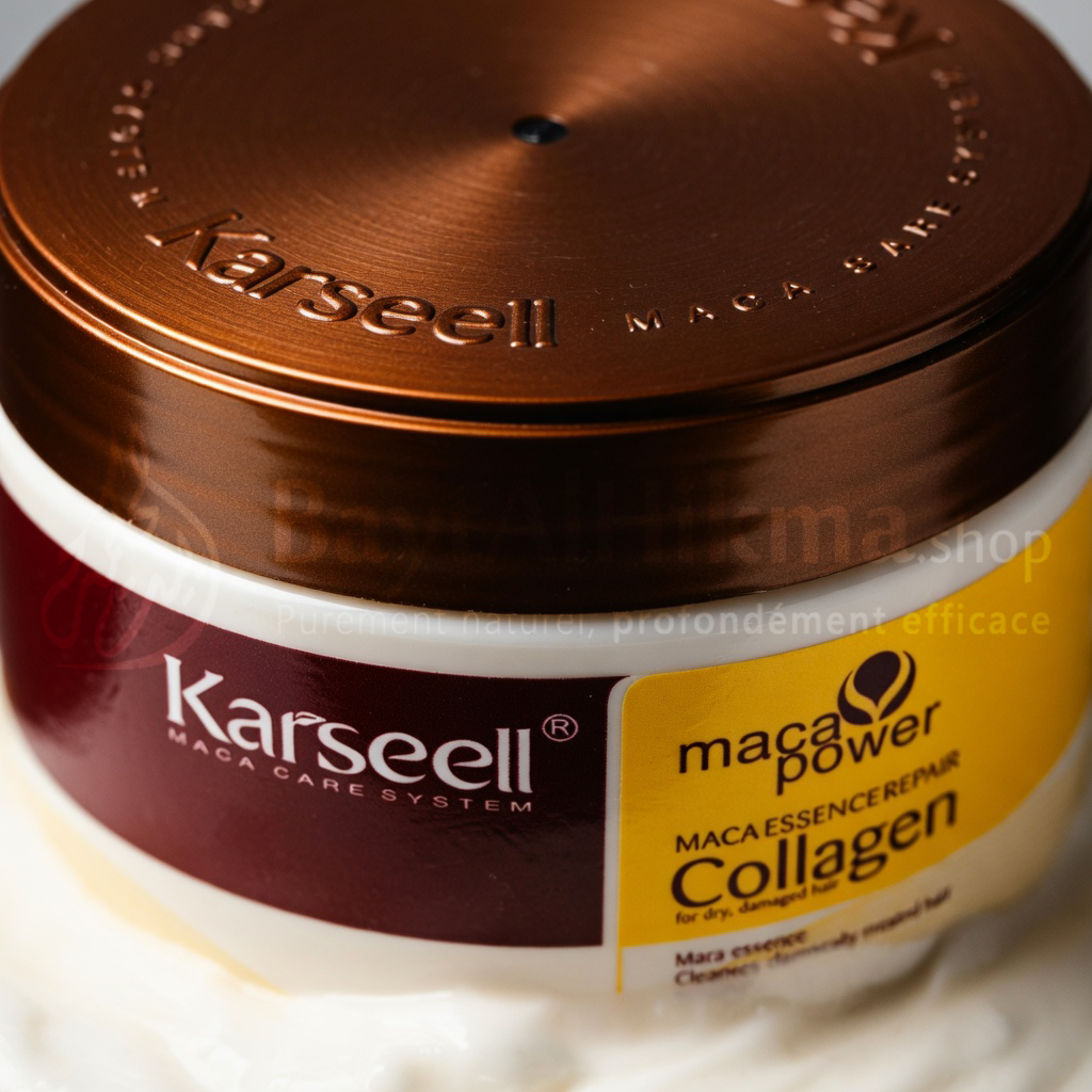 Masque Capillaire Réparateur Karseell au Collagène & Maca - Pour Cheveux Secs et Abîmés (500 ml) - ماسك الشعر المعالج كارسيل بالكولاجين وخلاصة الماكا - للشعر الجاف والتالف