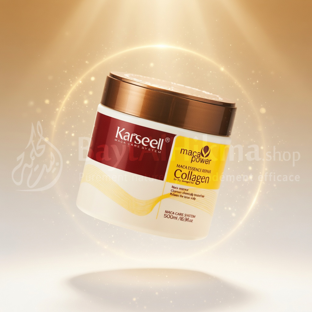 Masque Capillaire Réparateur Karseell au Collagène & Maca - Pour Cheveux Secs et Abîmés (500 ml) - ماسك الشعر المعالج كارسيل بالكولاجين وخلاصة الماكا - للشعر الجاف والتالف