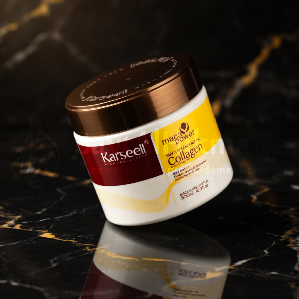 Masque Capillaire Réparateur Karseell au Collagène & Maca - Pour Cheveux Secs et Abîmés (500 ml) - ماسك الشعر المعالج كارسيل بالكولاجين وخلاصة الماكا - للشعر الجاف والتالف