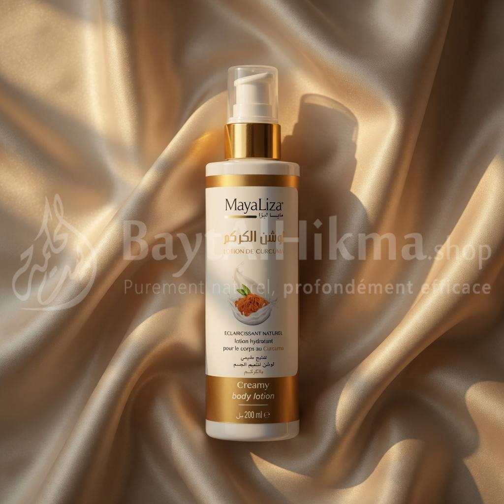 MayaLiza – Lotion Corps Crémeuse au Curcuma Éclat Naturel (200ml) - مايا ليزا - لوشن الكركم الكريمي لترطيب وتفتيح الجسم