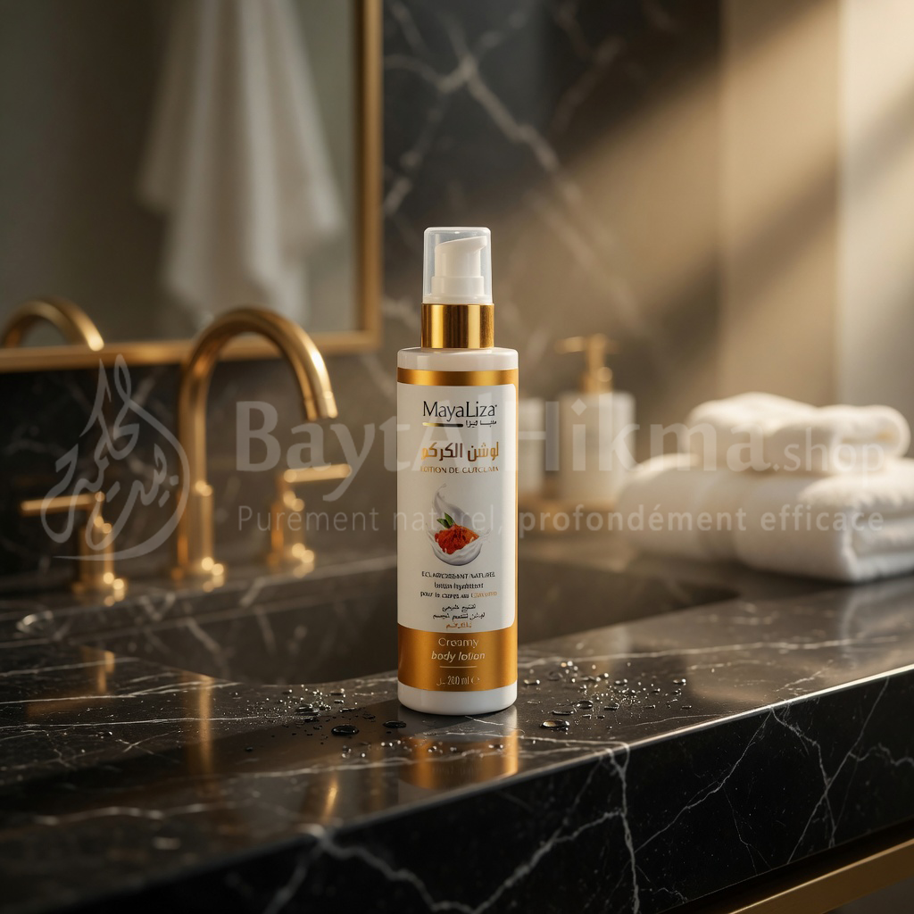 MayaLiza – Lotion Corps Crémeuse au Curcuma Éclat Naturel (200ml) - مايا ليزا - لوشن الكركم الكريمي لترطيب وتفتيح الجسم