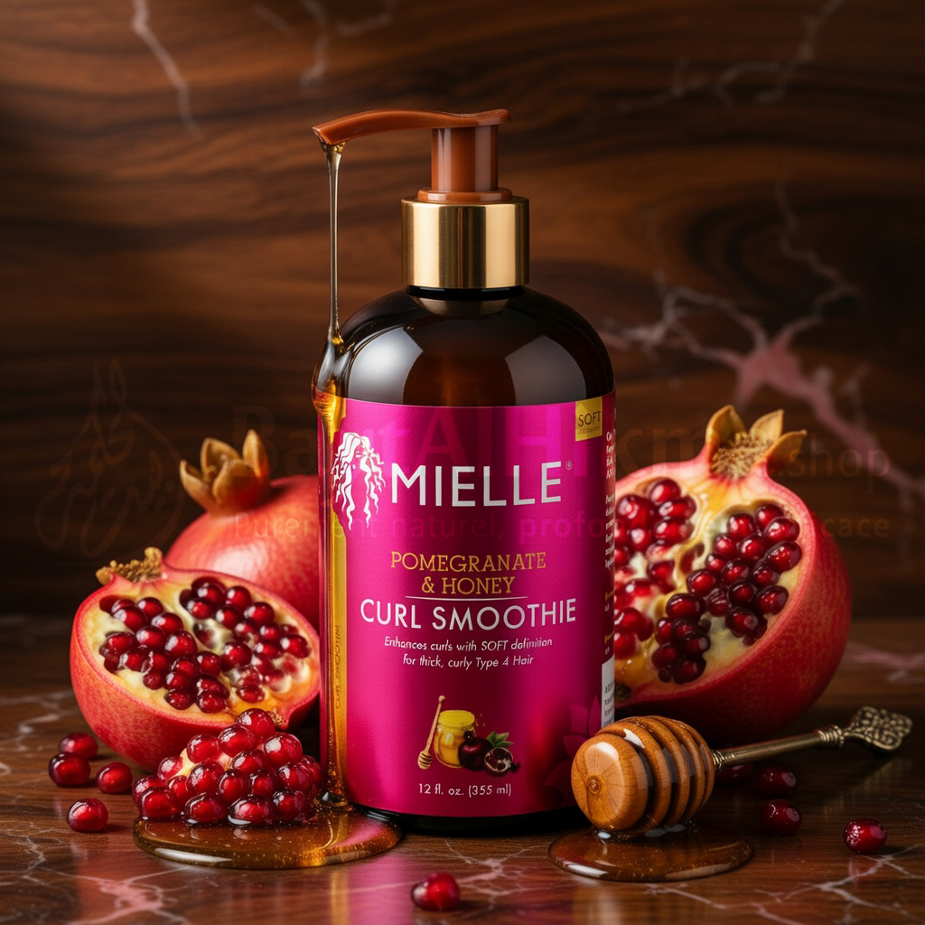 Mielle Organics - Curl Smoothie Grenade & Miel (Crème Hydratante pour Boucles) - 355 ml - مييل أورجانيكس - كريم "كيرل سموثي" لترطيب وتحديد الشعر بالرمان والعسل - 355 مل