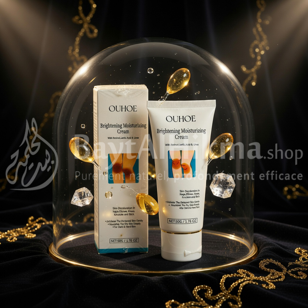 OUHOE - Crème Éclaircissante et Hydratante Intense (50g) | Spécial Zones Sombres (Coudes, Genoux, Nuque) - كريم التفتيح والترطيب المكثف | للمناطق الداكنة (الأكواع، الركب، الرقبة)