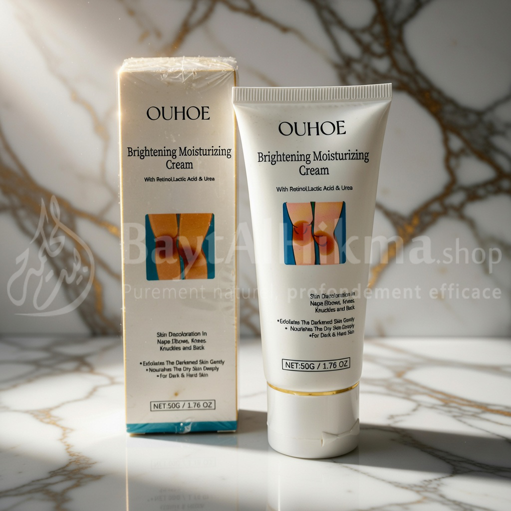 OUHOE - Crème Éclaircissante et Hydratante Intense (50g) | Spécial Zones Sombres (Coudes, Genoux, Nuque) - كريم التفتيح والترطيب المكثف | للمناطق الداكنة (الأكواع، الركب، الرقبة)
