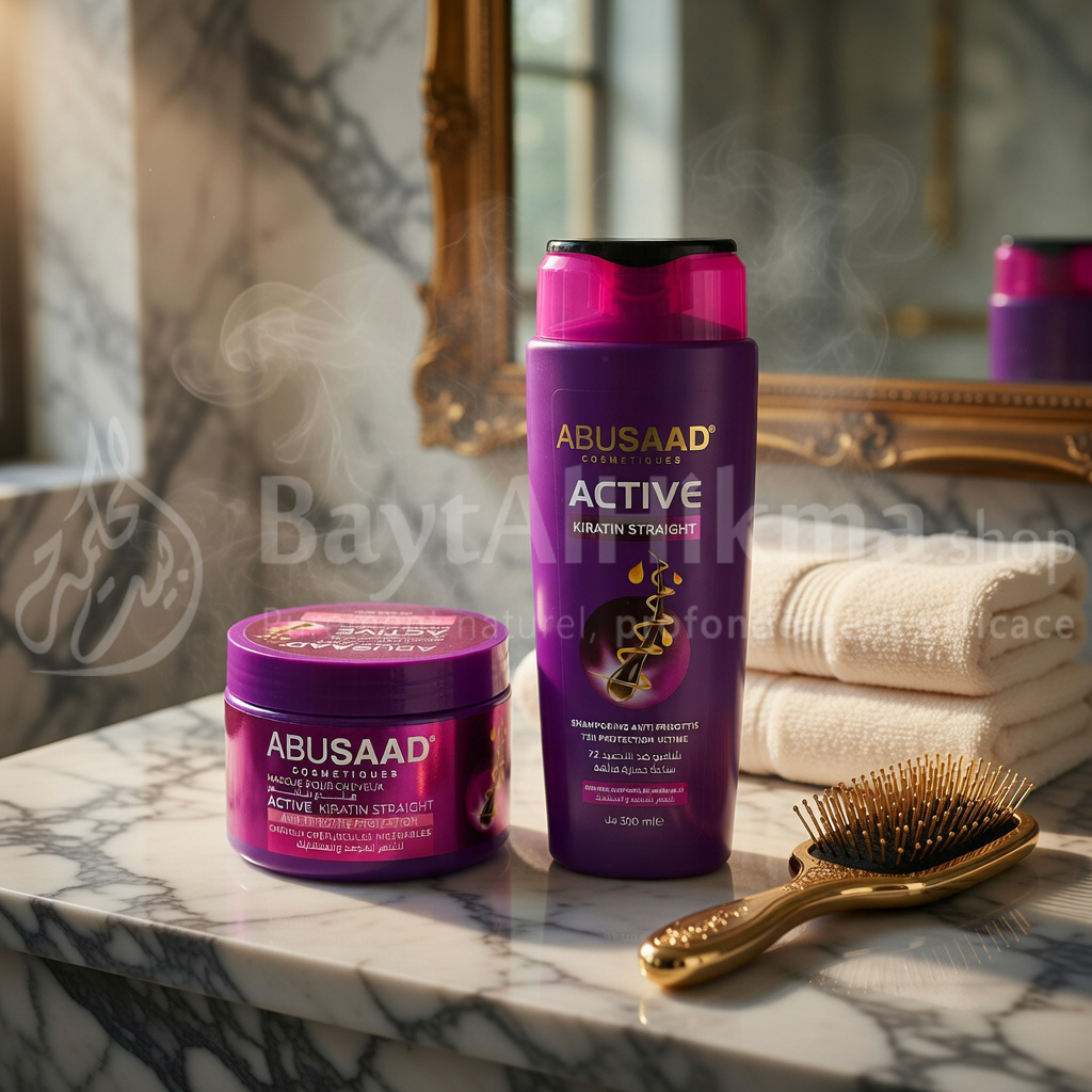 Pack Abusaad Active Kiratin Straight - Shampooing & Masque Anti-Frisottis (Kératine) - مجموعة أبو سعد أكتيف كيراتين ستريت - شامبو وماسك ضد التجعد