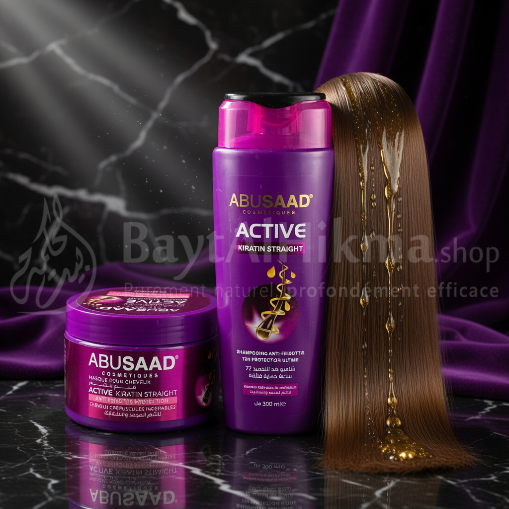 Pack Abusaad Active Kiratin Straight - Shampooing & Masque Anti-Frisottis (Kératine) - مجموعة أبو سعد أكتيف كيراتين ستريت - شامبو وماسك ضد التجعد
