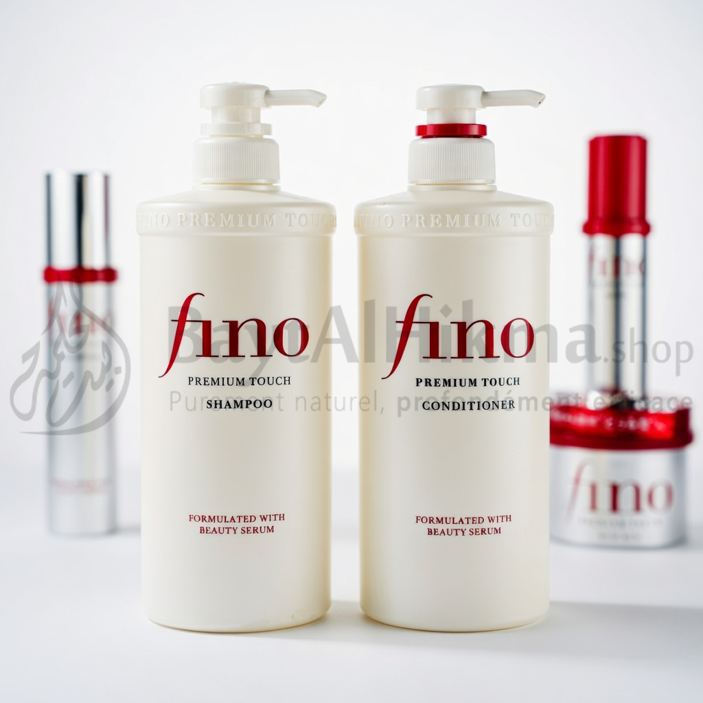 Pack Complet Fino Premium Touch - Réparation & Éclat (Shampoing 550ml + Démêlant 550ml + Masque + Huile) - المجموعة الكاملة للعناية بالشعر فينو بريميوم تاتش - إصلاح ولمعان (شامبو 550 مل + بلسم 550 مل + ماسك + زيت)