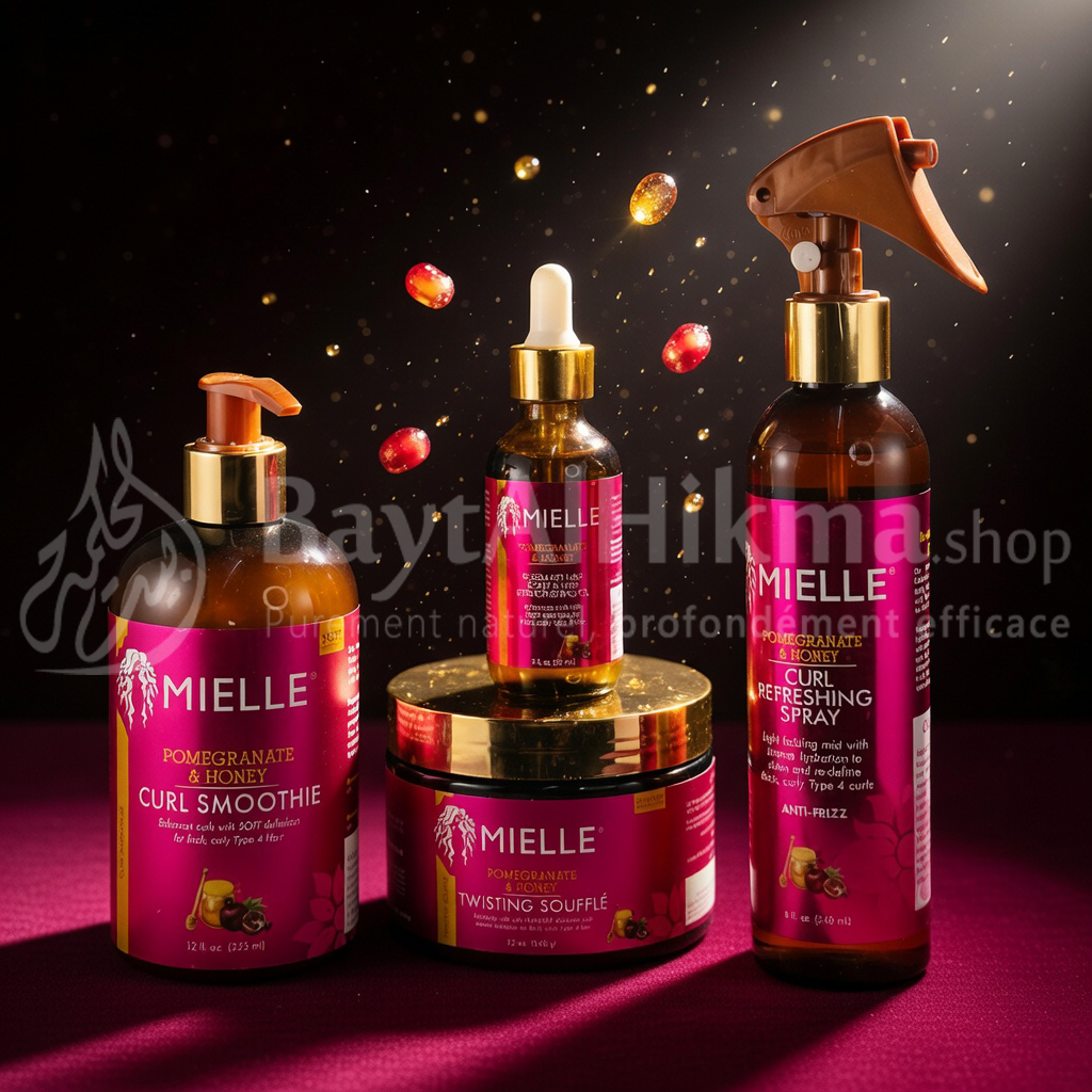 Pack Complet Mielle Organics - Gamme Pomegranate & Honey (Grenade & Miel) – Pour Cheveux Type 4 - مجموعة مييل أورجانيكس المتكاملة بالرمان والعسل – مخصصة للشعر الكيرلي والخشن (النوع 4)