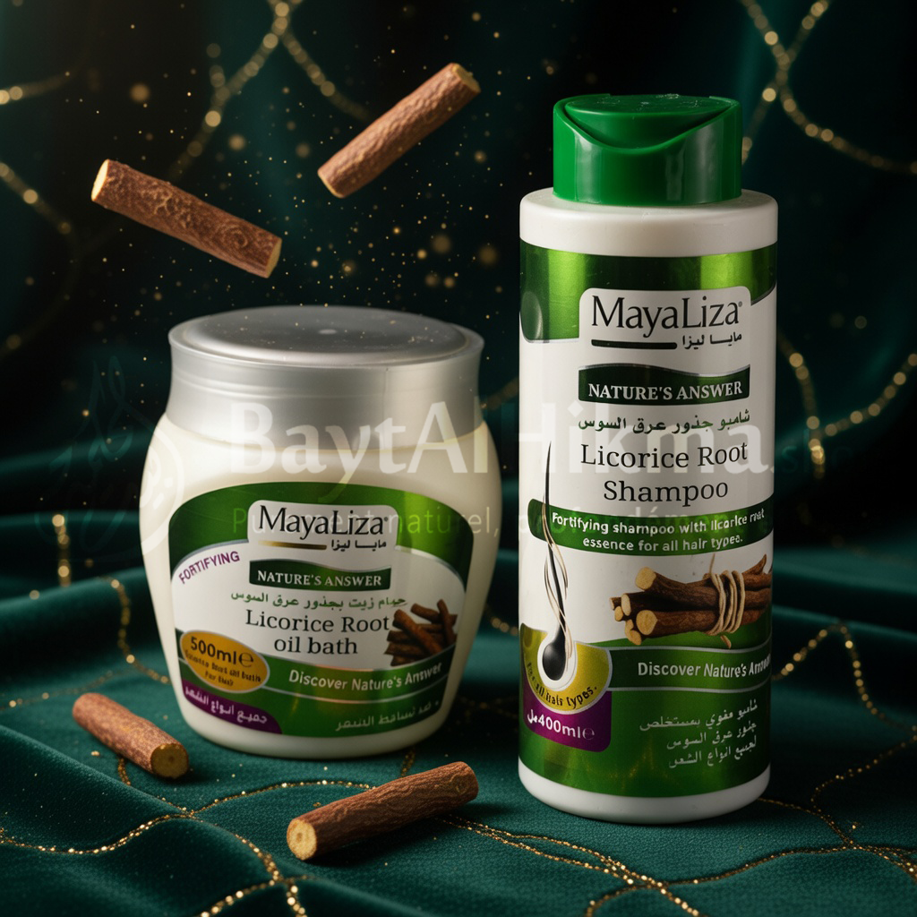 Pack Fortifiant MayaLiza : Shampooing & Bain d'Huile à la Racine de Réglisse - باقة مايا ليزا المقوية: شامبو وحمام زيت بجذور عرق السوس