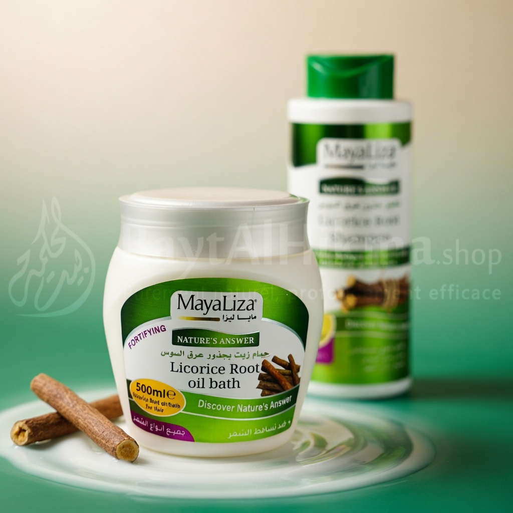 Pack Fortifiant MayaLiza : Shampooing & Bain d'Huile à la Racine de Réglisse - باقة مايا ليزا المقوية: شامبو وحمام زيت بجذور عرق السوس